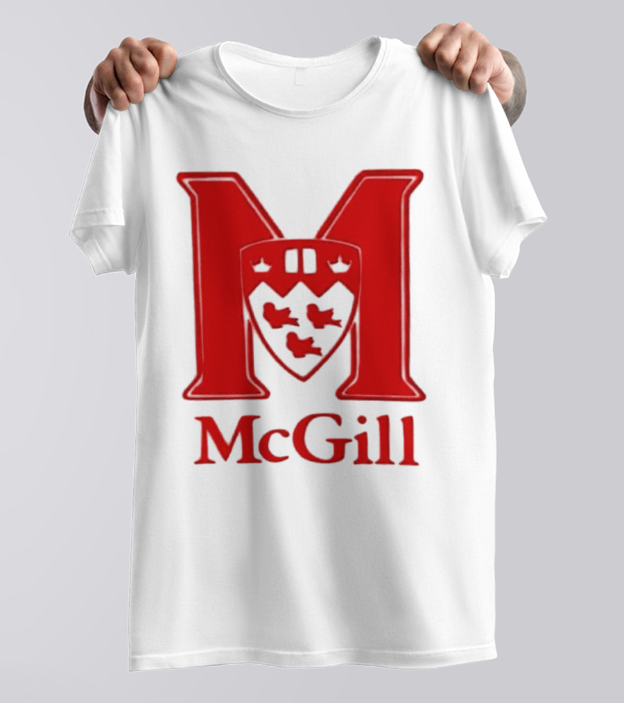 McGill University Large Red M And Shield Emblem T-Shirt