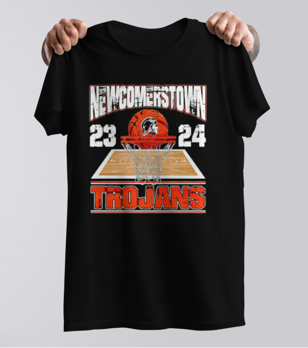 Newcomerstown Trojans Basketball 23 24 Court And Net T-Shirt