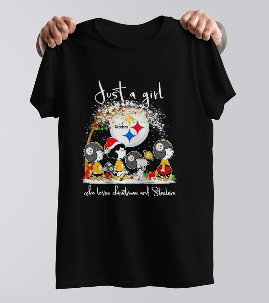 Peanuts Characters Just A Girl Who Loves Christmas And Steelers T-Shirt
