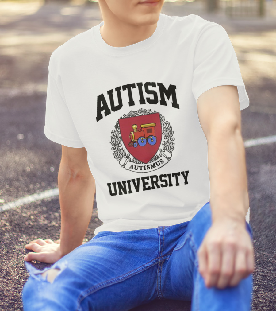 Autism University Autismus Red Shield Train Emblem T-Shirt