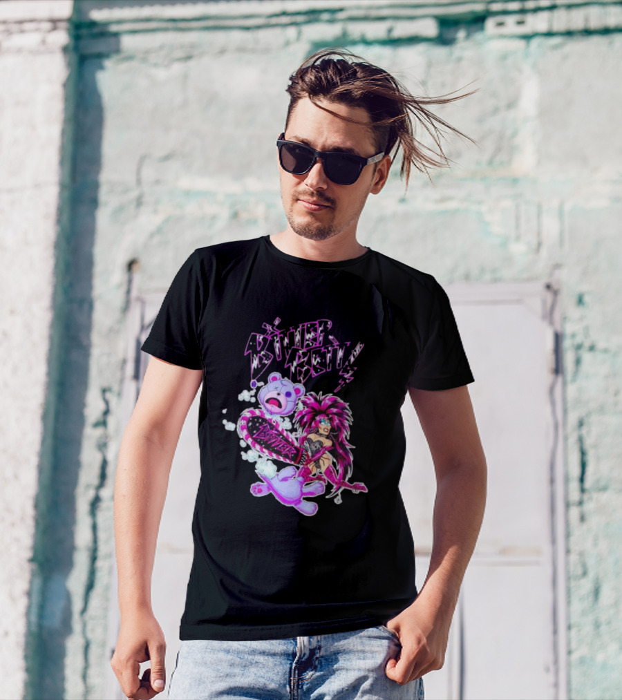 Bitter Betty Chainsaw Pink Chainsaw Fierce Style Teddy Bear T-Shirt