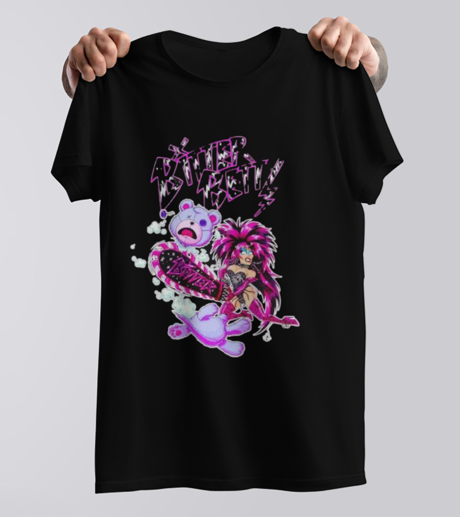 Bitter Betty Chainsaw Pink Chainsaw Fierce Style Teddy Bear T-Shirt