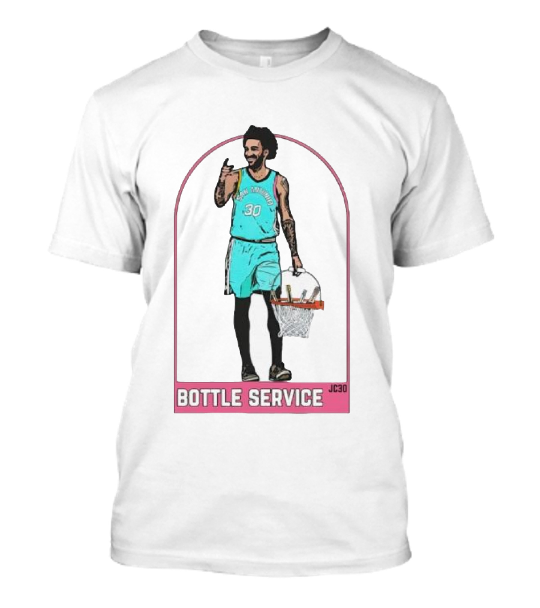 BOTTLE SERVICE JC30 Vintage Basketball Player Arch T-Shirt