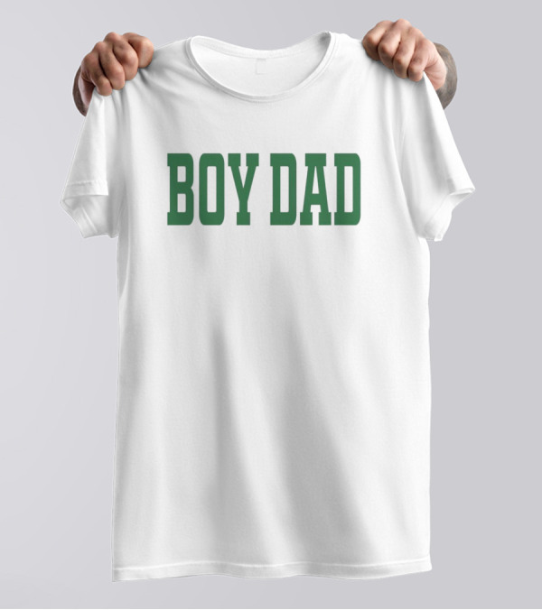 BOY DAD Stadium Style Green Block Letters T-Shirt