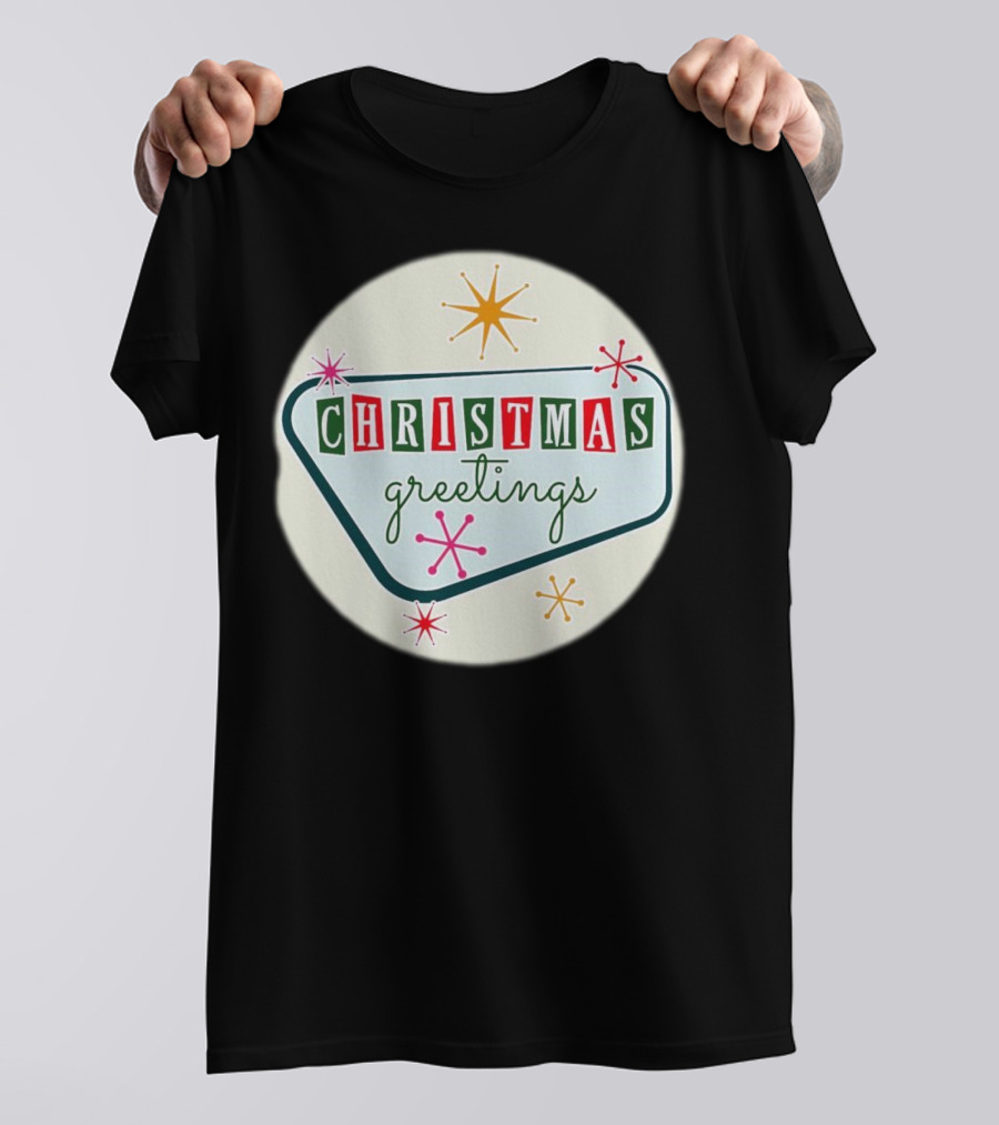 Christmas Greetings Vintage Retro Holiday 星 Starburst T-Shirt