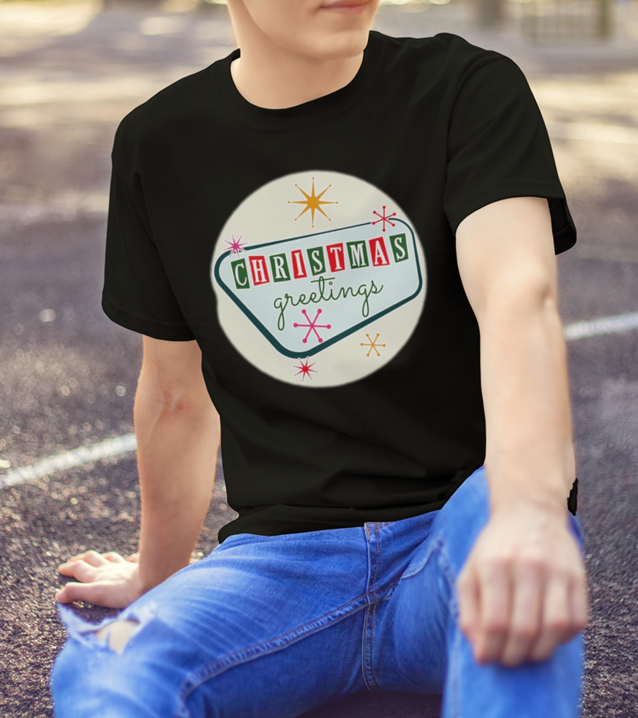 Christmas Greetings Vintage Retro Holiday 星 Starburst T-Shirt