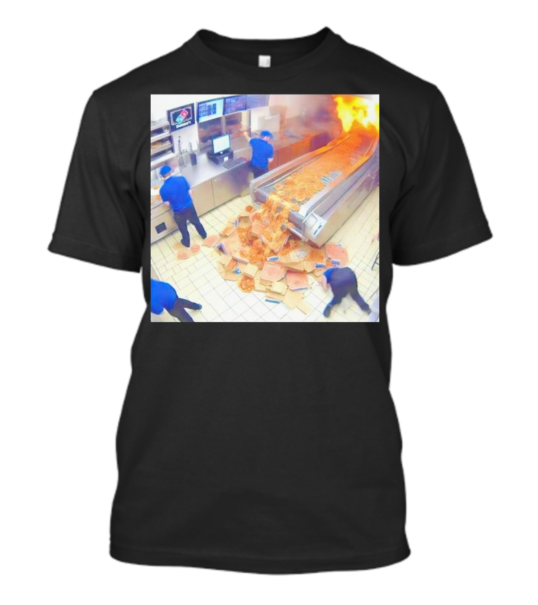 Domino’s Pizza Kitchen Chaos Pizzeria Conveyor Oven Accident T-Shirt