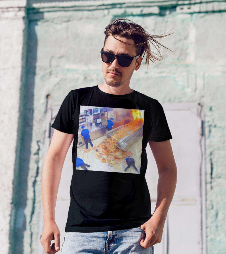 Domino’s Pizza Kitchen Chaos Pizzeria Conveyor Oven Accident T-Shirt