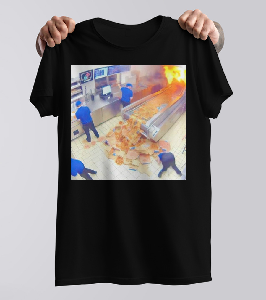 Domino’s Pizza Kitchen Chaos Pizzeria Conveyor Oven Accident T-Shirt