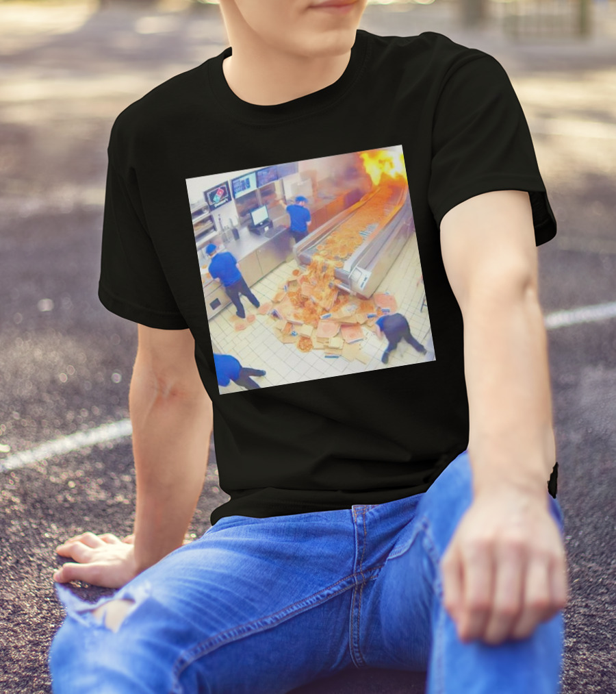 Domino’s Pizza Kitchen Chaos Pizzeria Conveyor Oven Accident T-Shirt