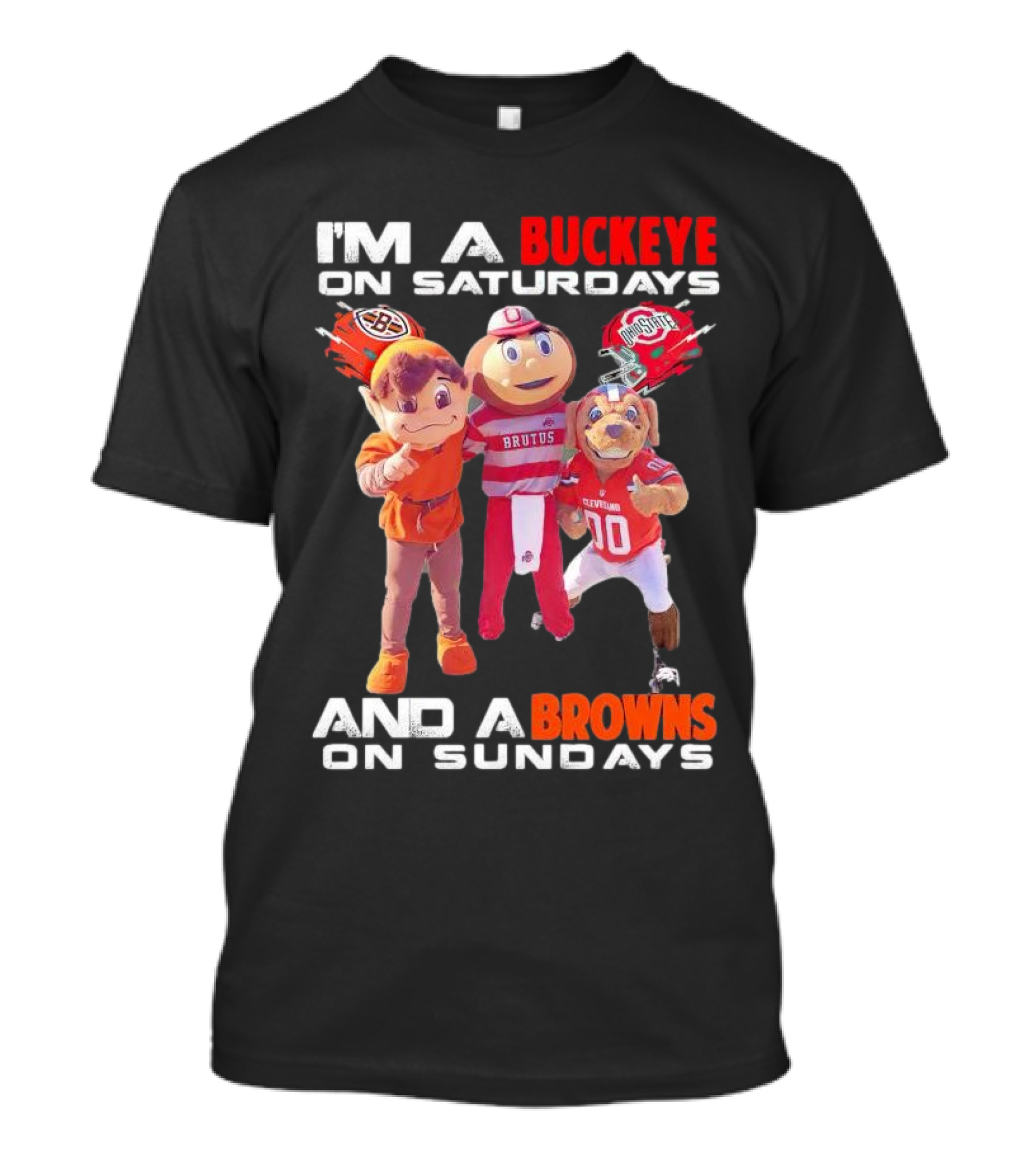 Brutus Buckeye And Cleveland Browns Mascots Football T-Shirt