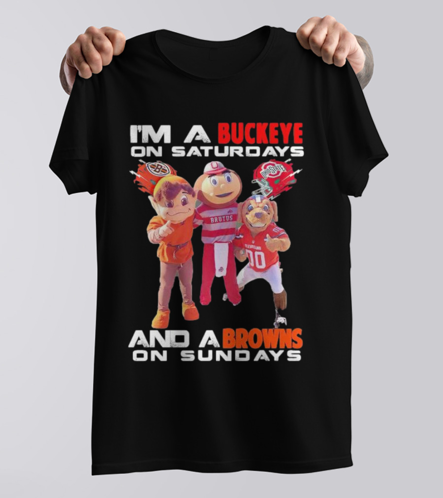 Brutus Buckeye And Cleveland Browns Mascots Football T-Shirt