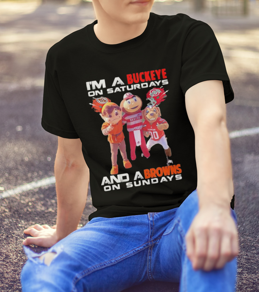 Brutus Buckeye And Cleveland Browns Mascots Football T-Shirt