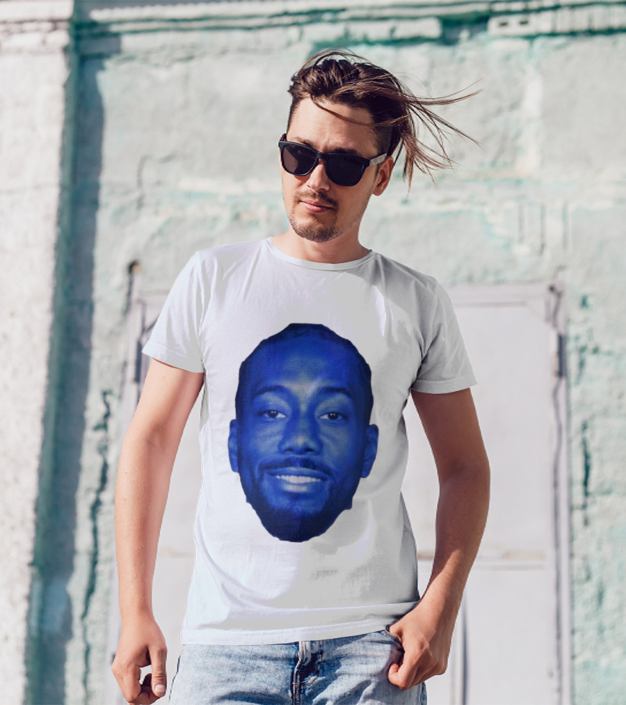 Kawhi Half-Tone Big Head Blue Face T-Shirt