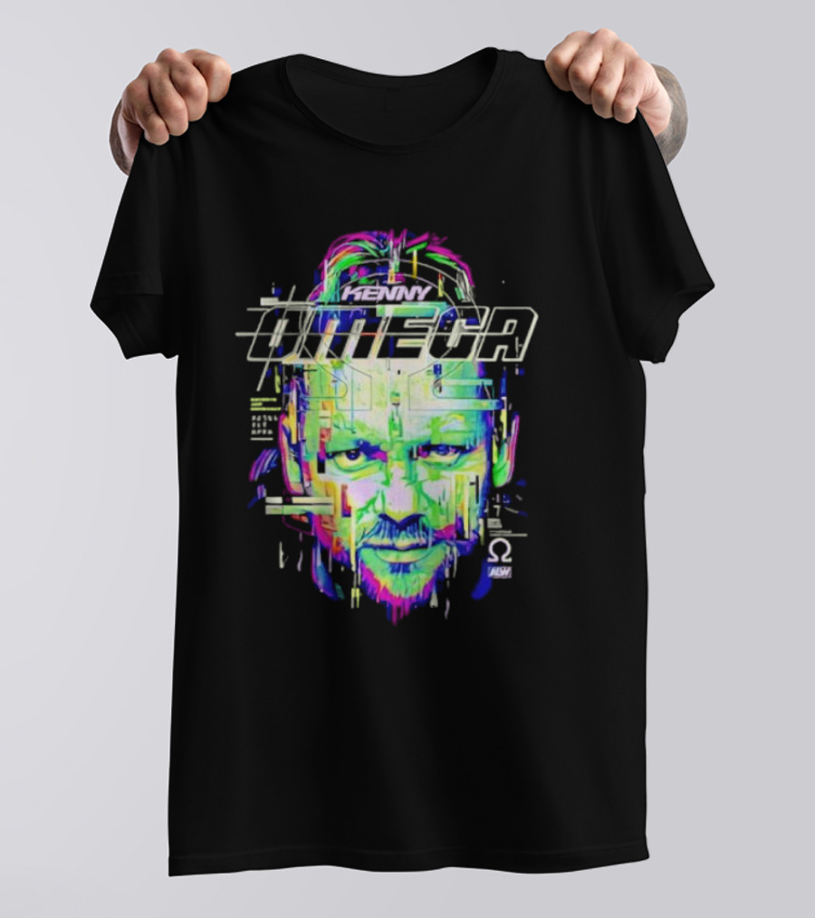 Kenny Omega Neon Glitch Portrait With Omega T-Shirt