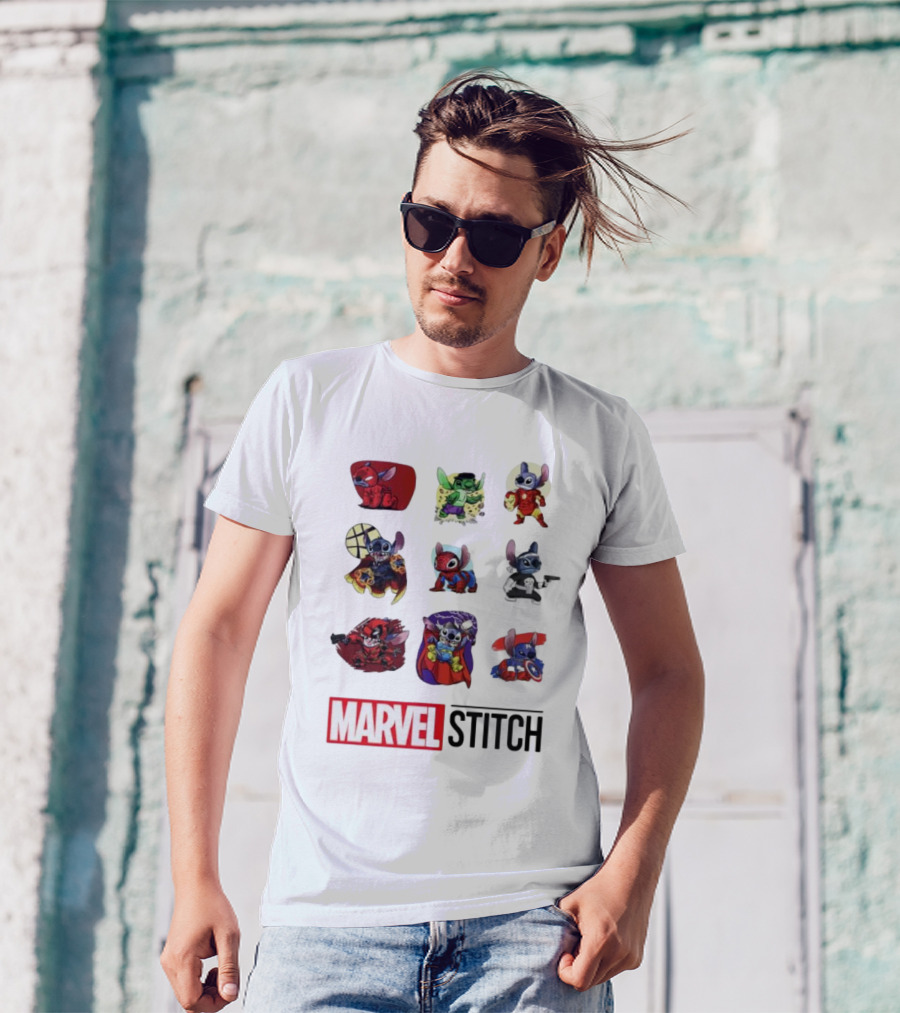 Marvel Stitch Super Hero Characters Collaboration Collection T-Shirt
