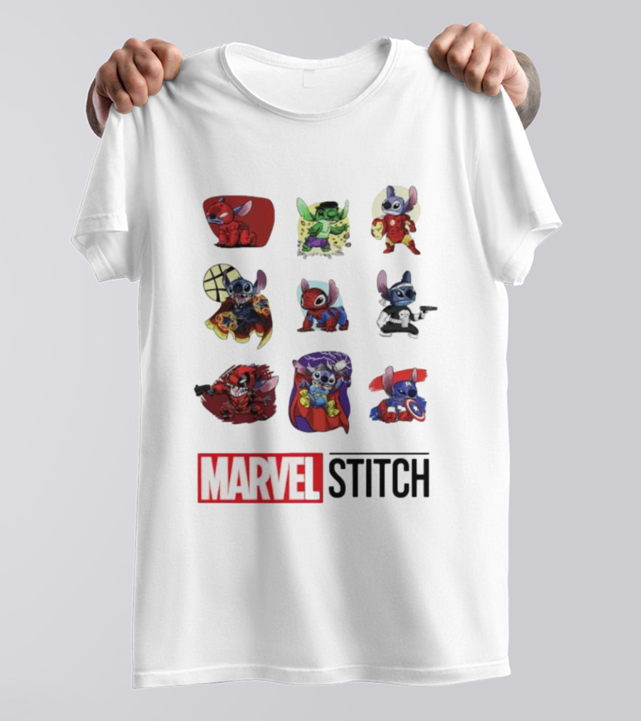 Marvel Stitch Super Hero Characters Collaboration Collection T-Shirt