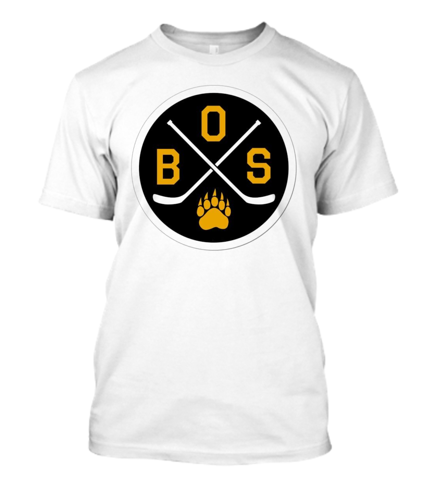 Boston Bruins Emblem BOS Hockey Sticks Paw Prints T-Shirt