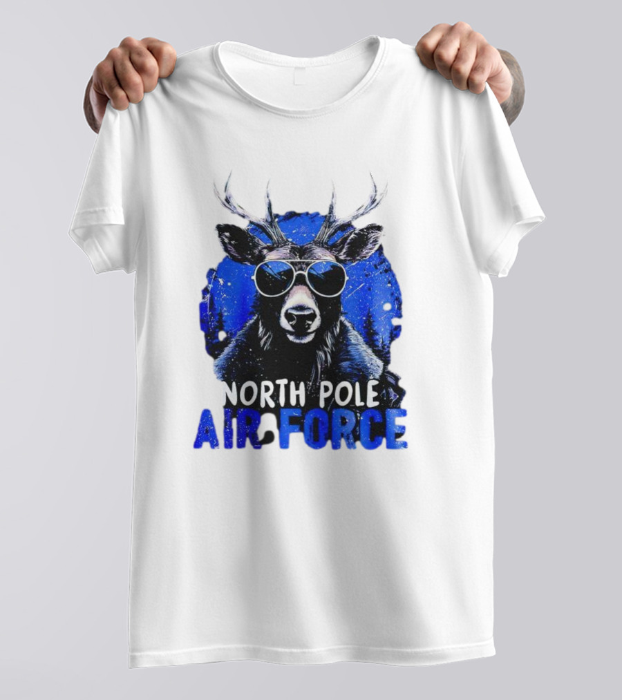 North Pole Air Force Cool Deer In Sunglasses T-Shirt