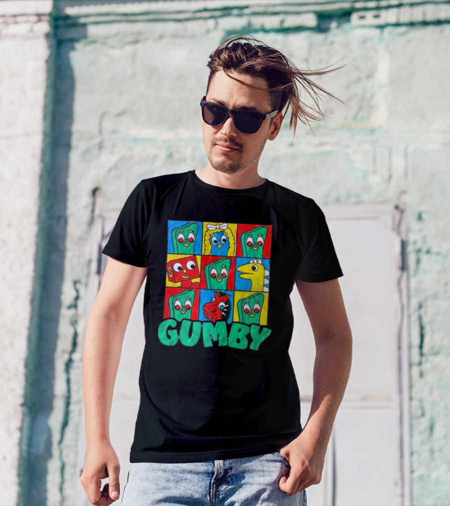 Gumby And Friends Colorful Cartoon Character Grid T-Shirt