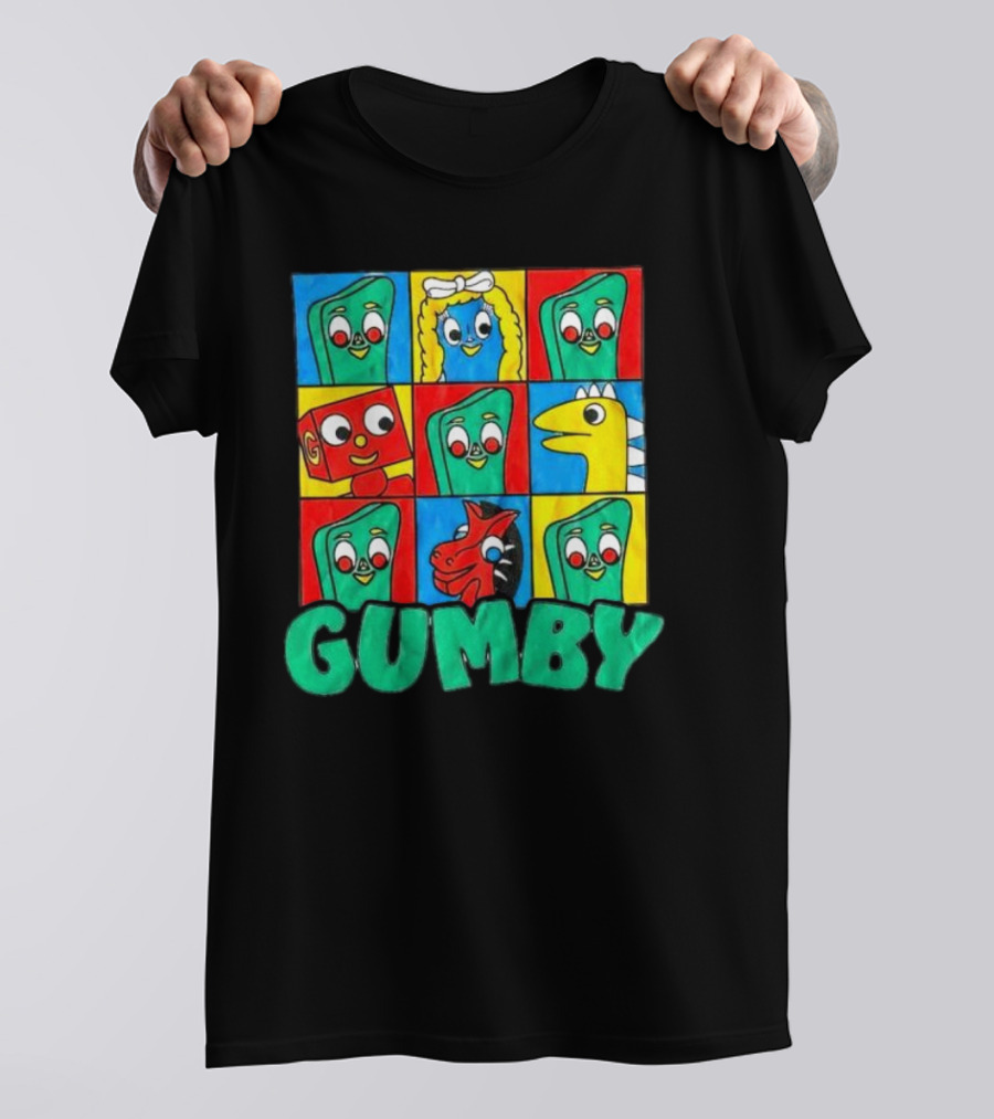 Gumby And Friends Colorful Cartoon Character Grid T-Shirt