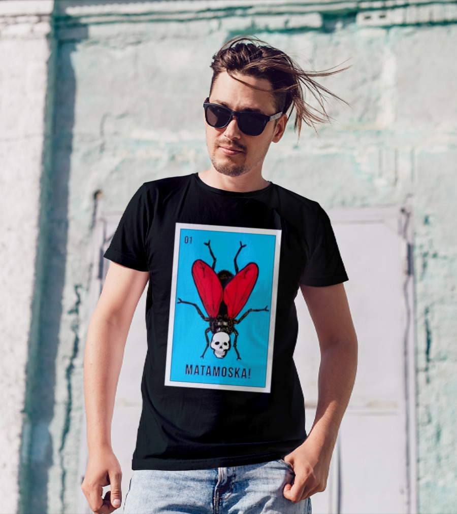 La Moska Loteria Matamoska 01 Fly Skull Blue Red Wings T-Shirt