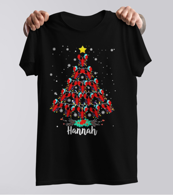 Hannah Lobster Christmas Tree With Star And Snowflakes T-Shirt