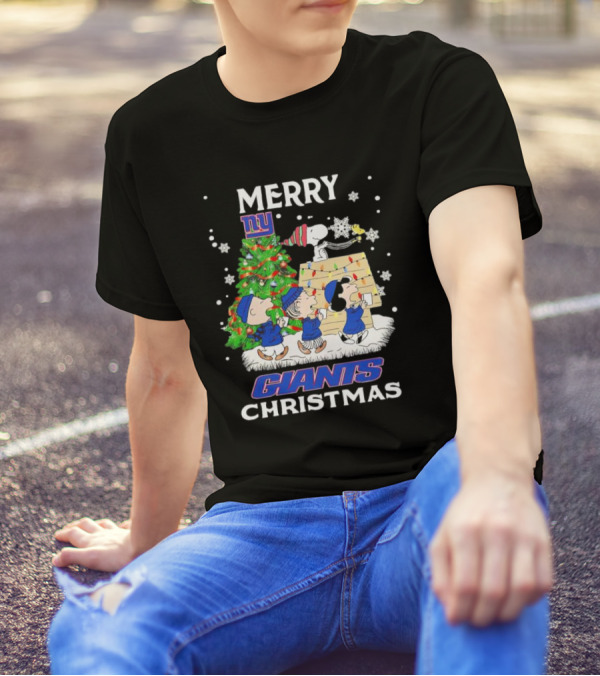 Merry Christmas Peanuts New York Giants T-Shirt