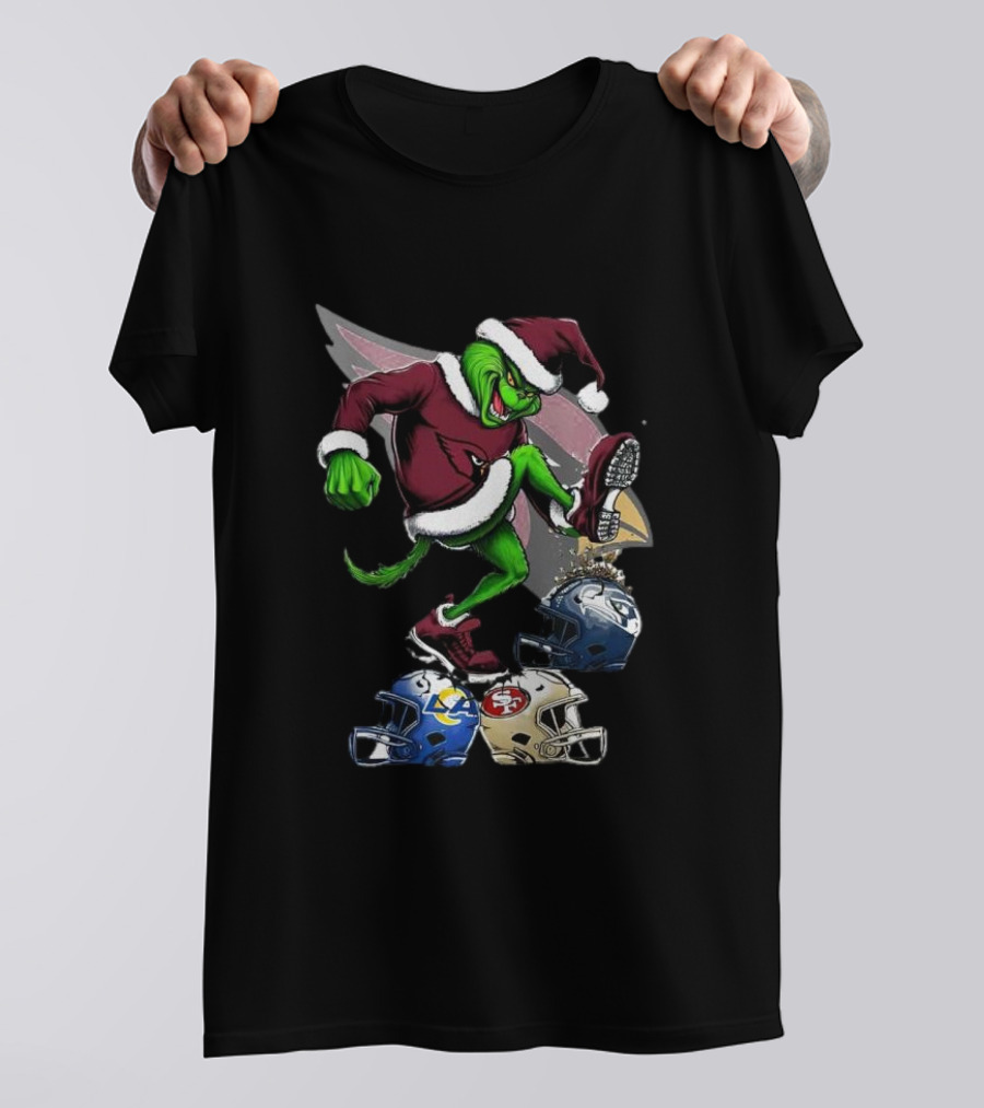 Arizona Cardinals Grinch Stomping Seahawks Rams 49ers Christmas Football Helmets T-Shirt