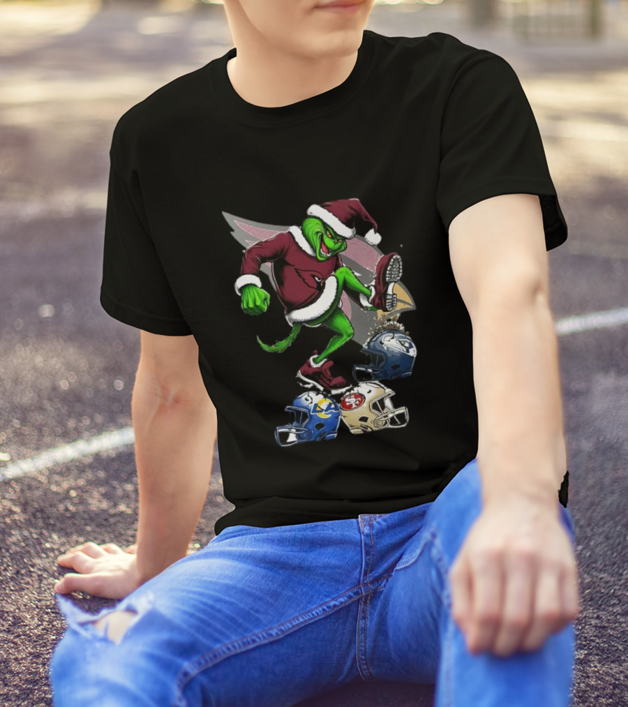 Arizona Cardinals Grinch Stomping Seahawks Rams 49ers Christmas Football Helmets T-Shirt