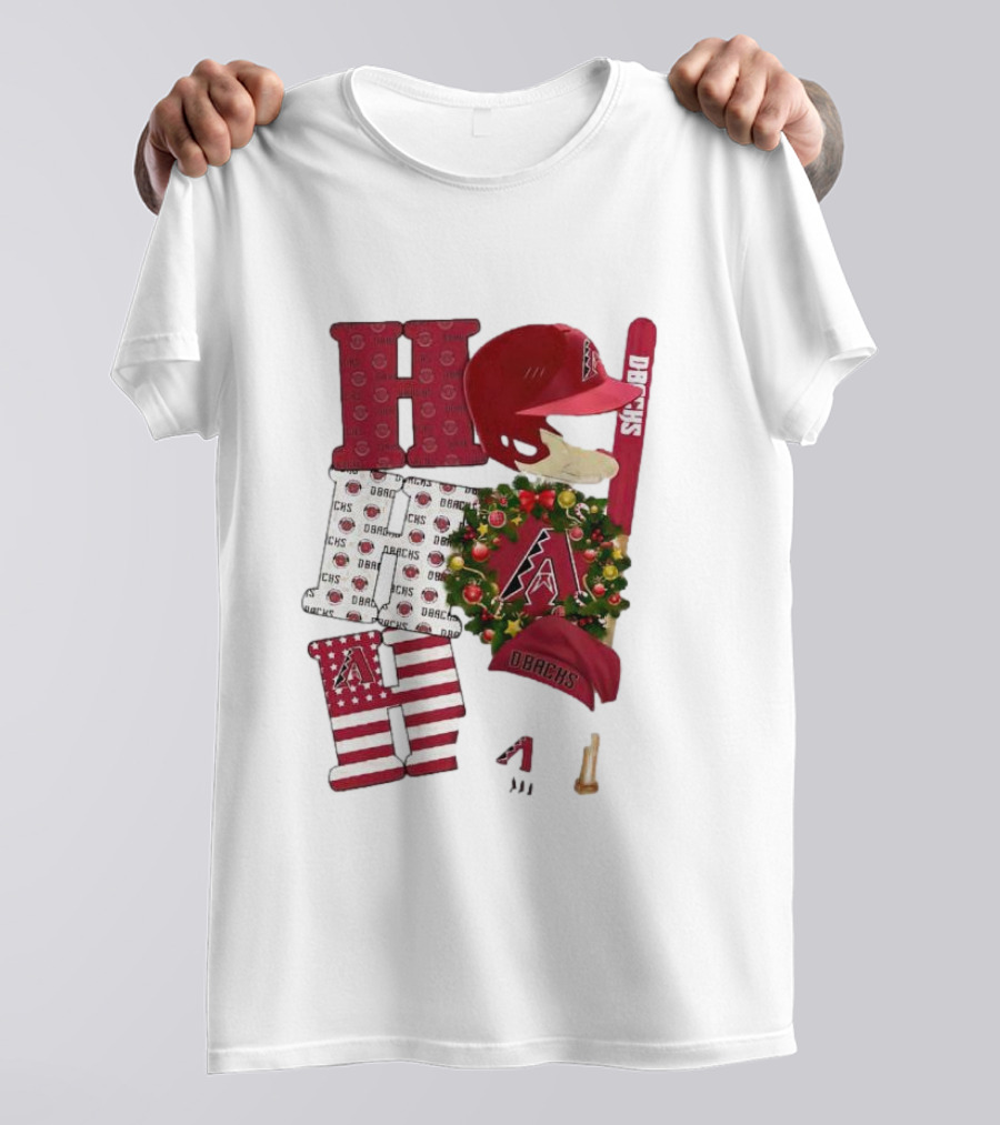 Arizona Diamondbacks D-Backs Ho Ho Ho Merry Christmas Holiday Baseball T-Shirt