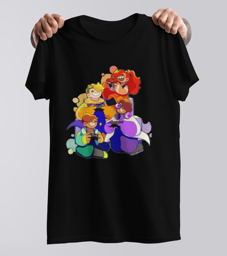 Bish Bash Bots Gaming Fun Characters Controller Crew T-Shirt