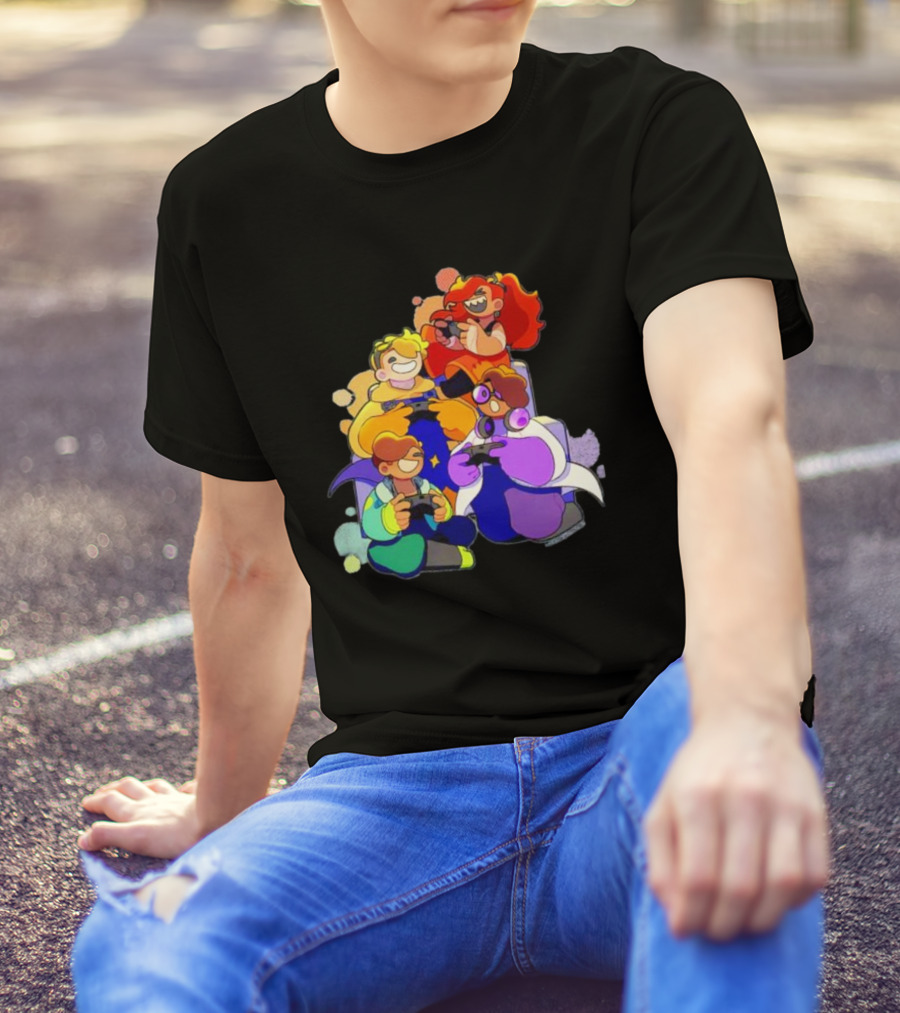 Bish Bash Bots Gaming Fun Characters Controller Crew T-Shirt