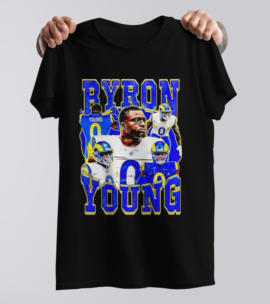 Byron Young Los Angeles Rams Picture Collage T-Shirt