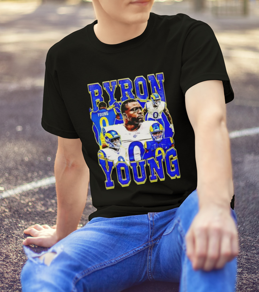 Byron Young Los Angeles Rams Picture Collage T-Shirt