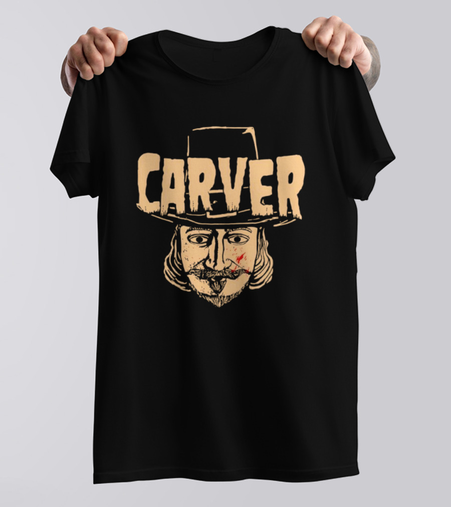 Carver Thanksgiving Pilgrim Hat Bearded Man Face T-Shirt