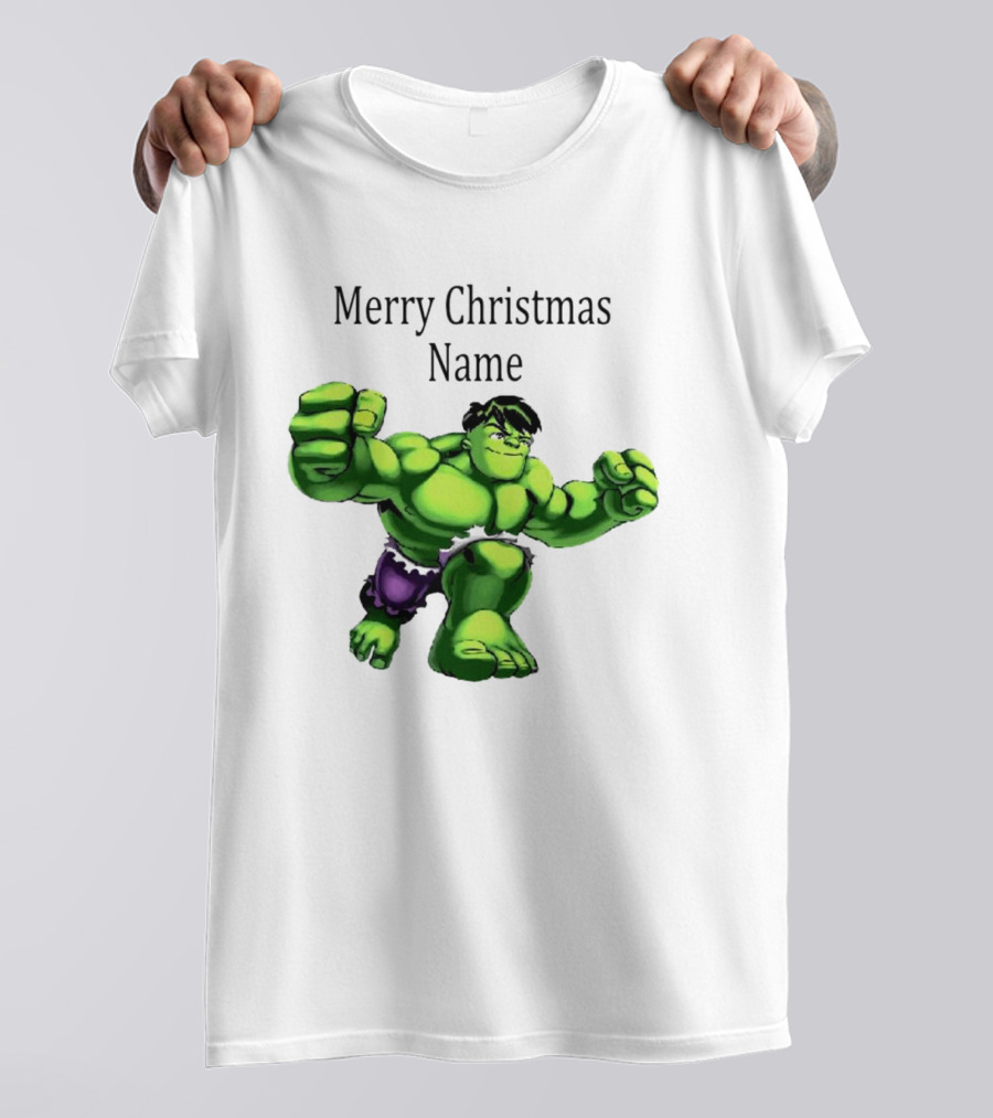 Merry Christmas Name Hulk Green T-Shirt