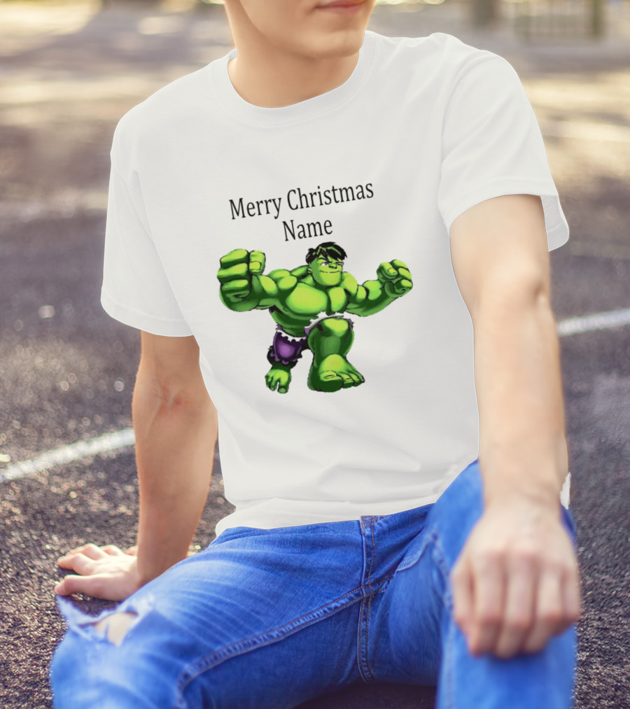 Merry Christmas Name Hulk Green T-Shirt