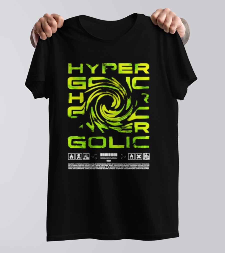 HYPERGOLIC SAFETY WARNING SYMBOLS SWIRL TEXT T-Shirt