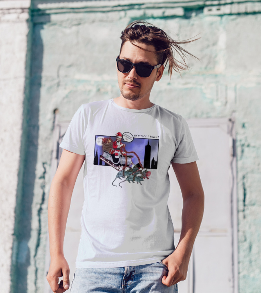 Josh Saves Christmas Chupacabras Sled New York City Skyline T-Shirt