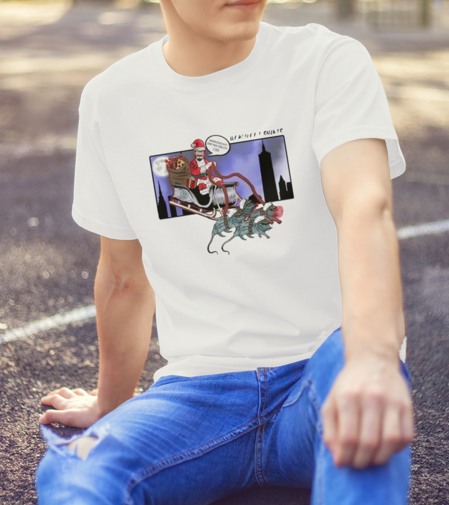Josh Saves Christmas Chupacabras Sled New York City Skyline T-Shirt