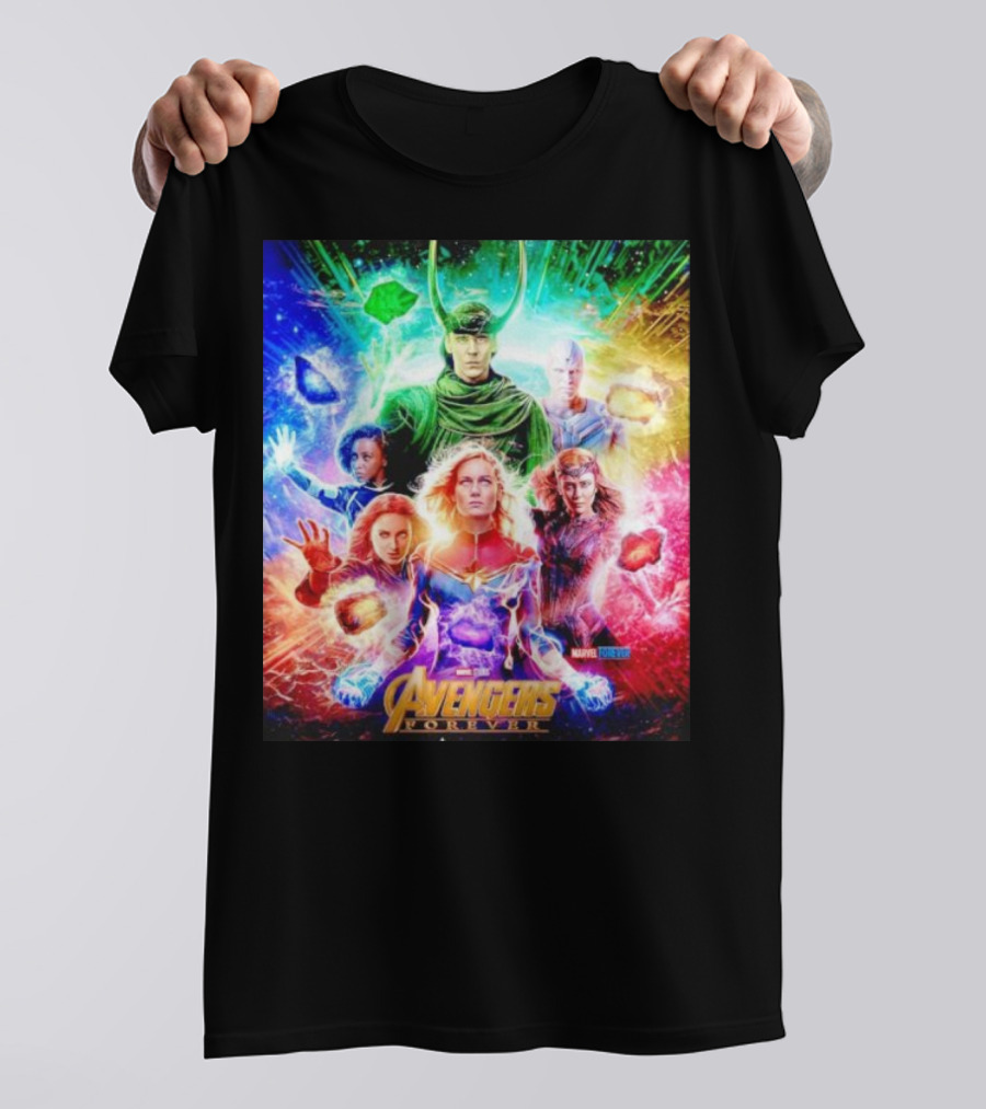 Marvel Studios Avengers Forever Loki Captain Marvel Scarlet Witch Vision Trail Of Infinity Stones T-Shirt