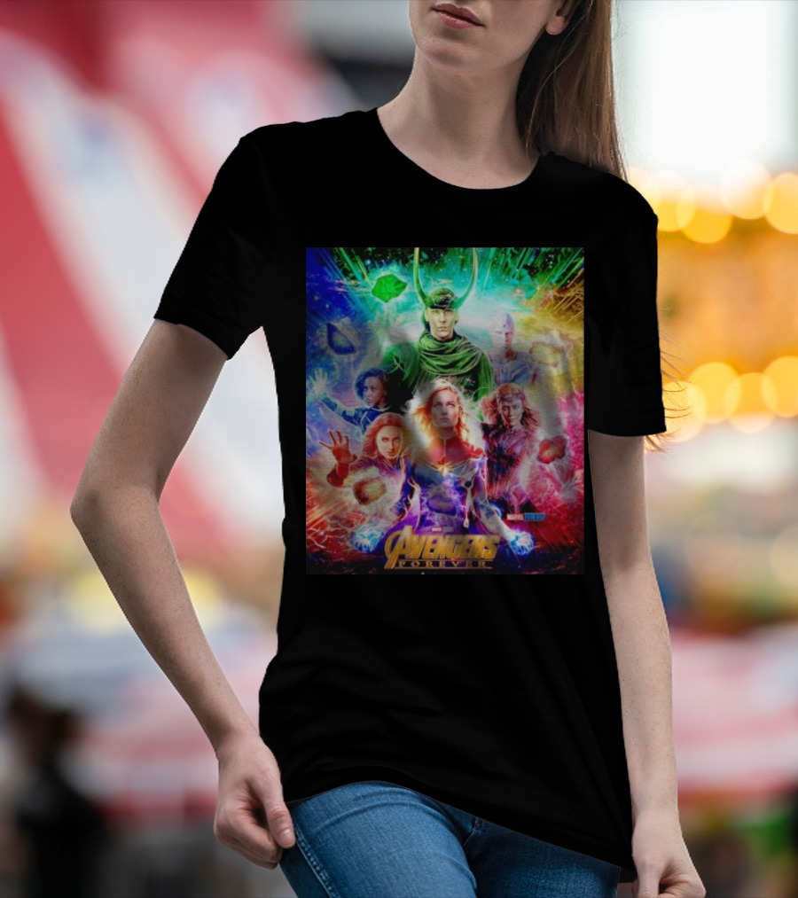 Marvel Studios Avengers Forever Loki Captain Marvel Scarlet Witch Vision Trail Of Infinity Stones T-Shirt
