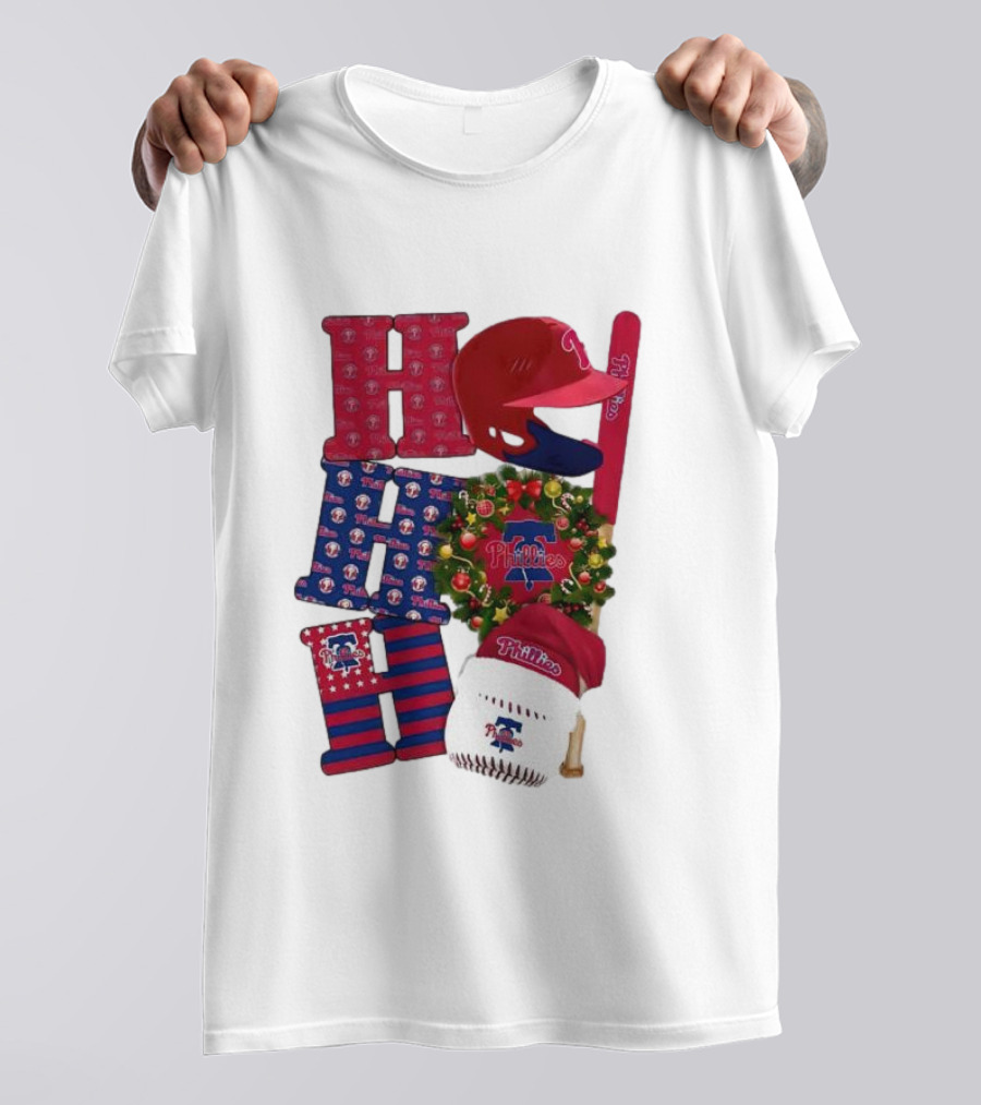 Philadelphia Phillies Ho Ho Ho Merry Christmas Sports Fan T-Shirt