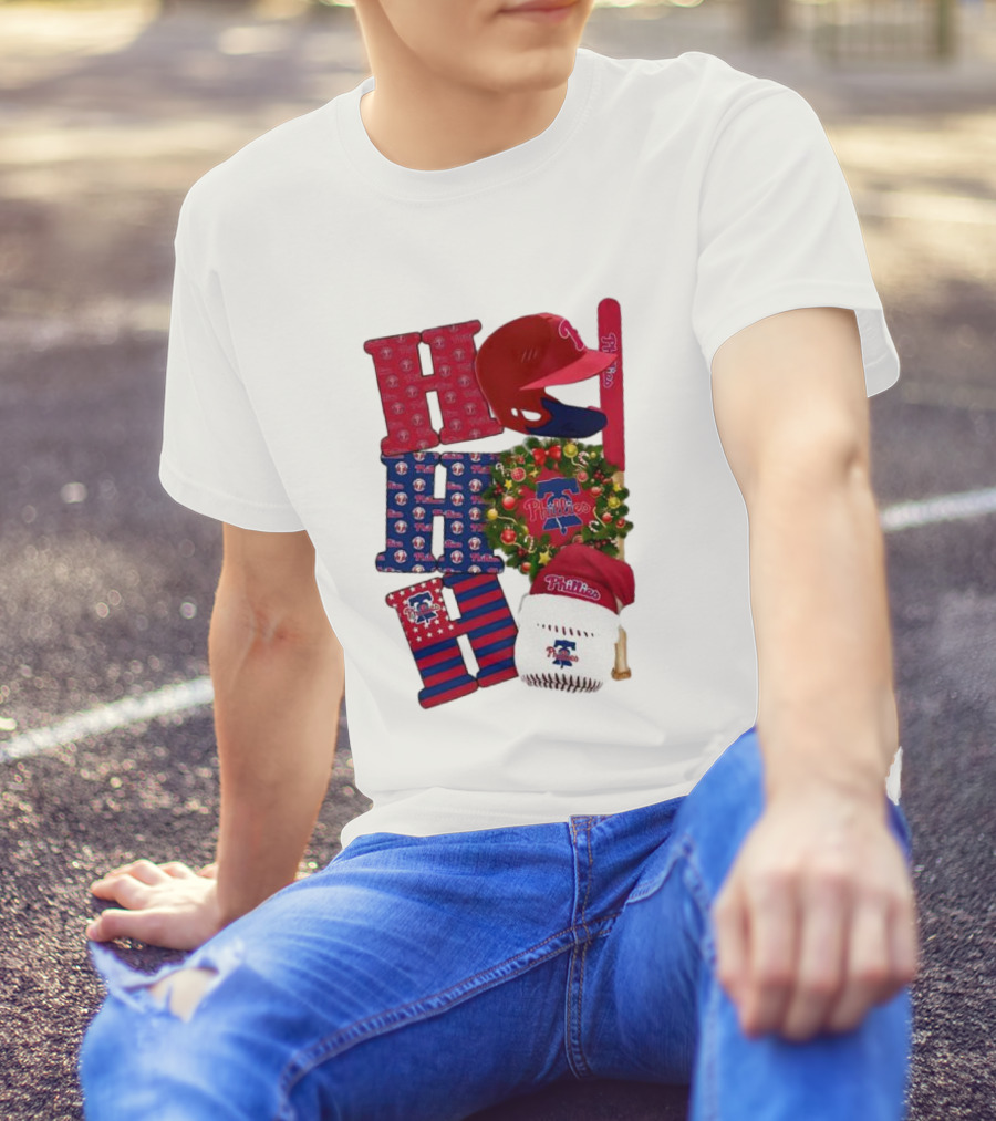 Philadelphia Phillies Ho Ho Ho Merry Christmas Sports Fan T-Shirt