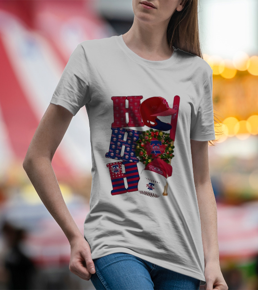 Philadelphia Phillies Ho Ho Ho Merry Christmas Sports Fan T-Shirt