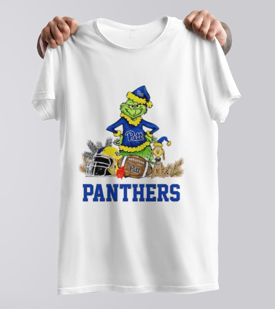 Pittsburgh Panthers Grinch Max Dog Christmas Football T-Shirt