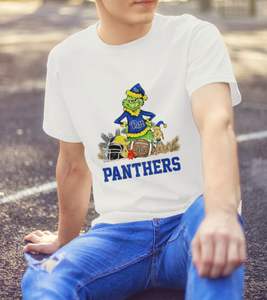 Pittsburgh Panthers Grinch Max Dog Christmas Football T-Shirt