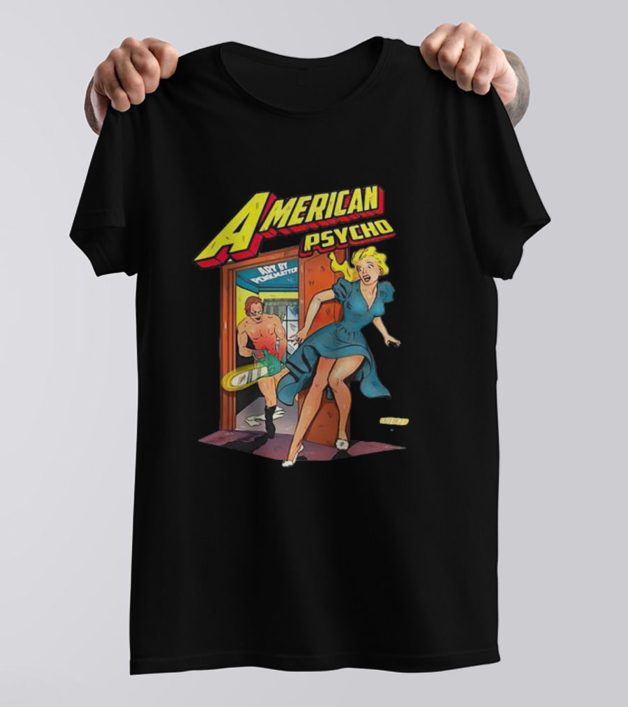 American Psycho Patrick Bateman Comic Style Panic Scene T-Shirt