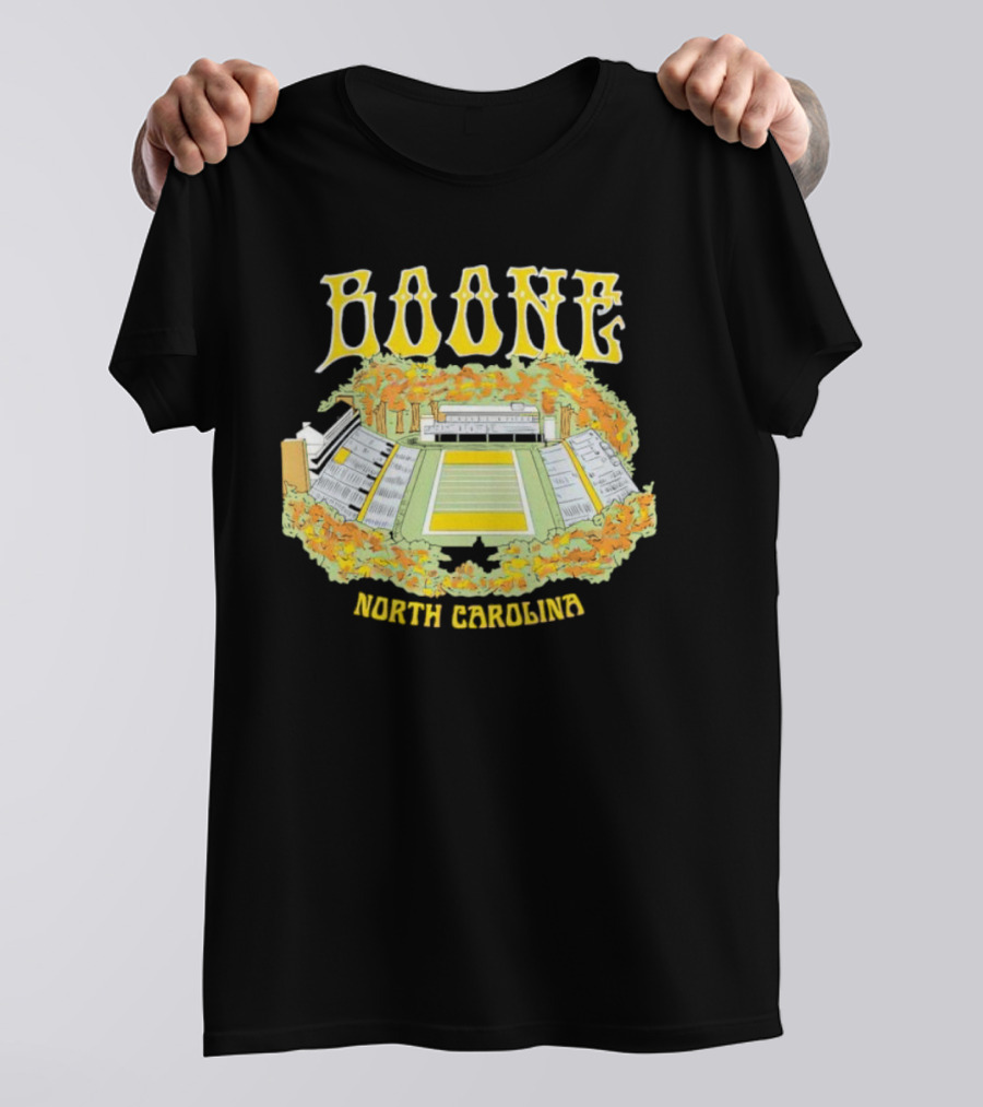 Boone North Carolina Stadium Football Field Autumn Leaves T-Shirt